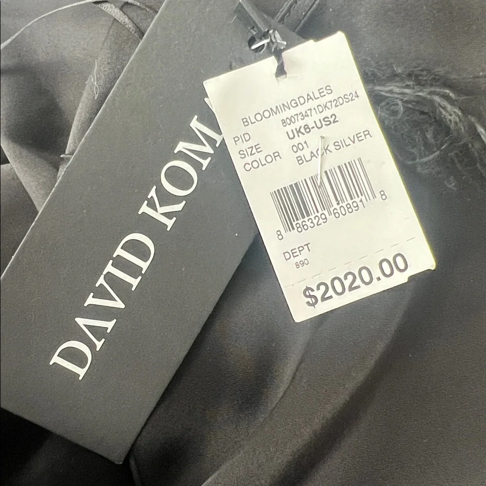 David Koma Crystal Embellished Asymmetric Satin Scarf Dress, Size US 2, UK 6 NEW